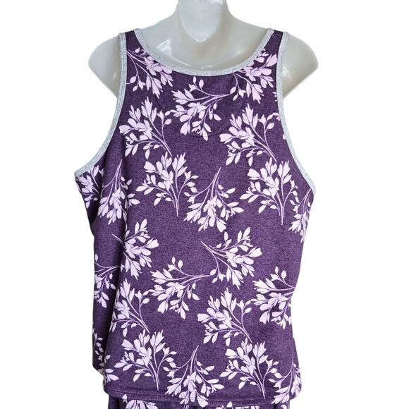 Live‎ Love Lounge Womens Pajama Set XXL Tropical Leaves Karen Neuburger Stretch - Picture 4 of 12